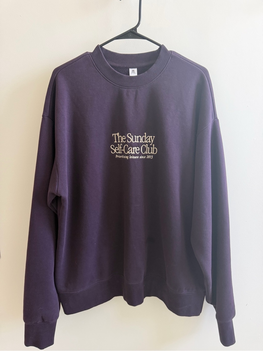 The Sunday Self-Care Club Crewneck Sweater - Deep Plum